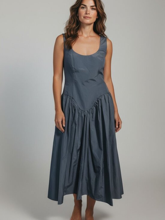 Amanda Uprichard Dresses & Skirts - Amanda Uprichard: Sleeveless Structured Drop-Waist Pleated Midi Dress